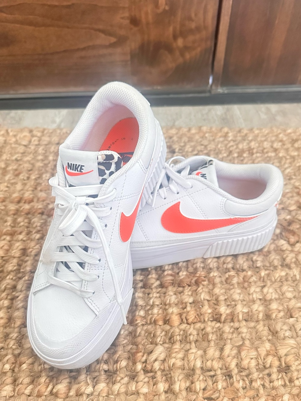 Nike Court Legacy Lift Platform Sneakers Leopard/White Coral Women’s